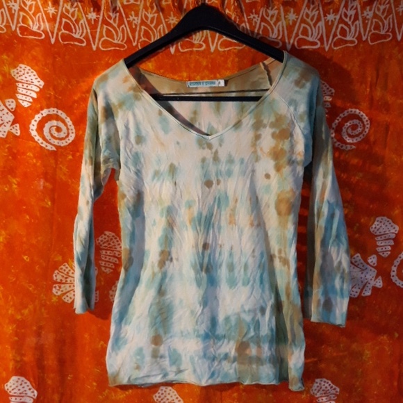 3/4 Teal Tye~Dye Shirt - Picture 1 of 5